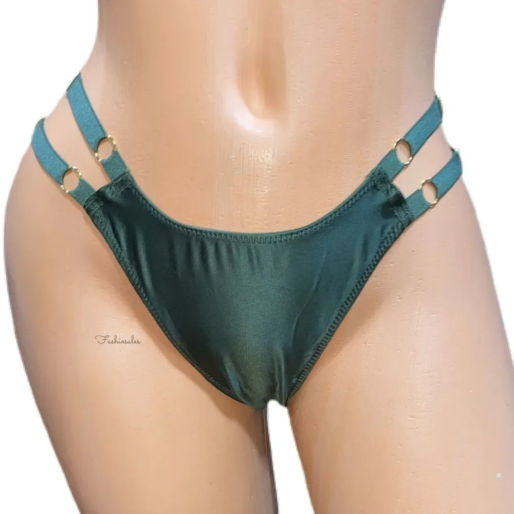 Victoria’s Secret Very Sexy Strappy Brazilian Slip Soft Satiny panty Olive Small